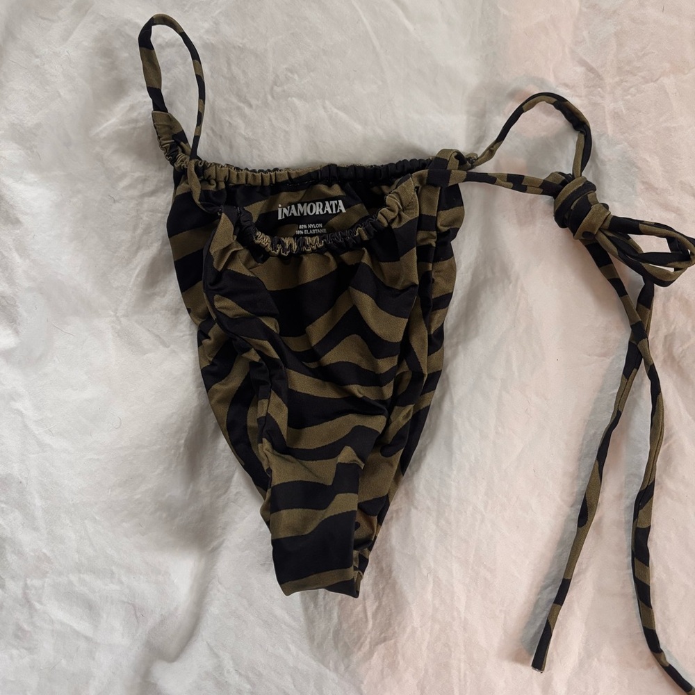 iNAMORATA Las Olas Green and Black Zebra Bikini Bottom